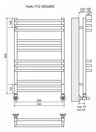 Нойс П12 500х800 Полотенцесушитель  TERMINUS Сыктывкар - фото 3
