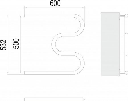 М-обр AISI 32х2 500х600 Полотенцесушитель  TERMINUS Сыктывкар - фото 3