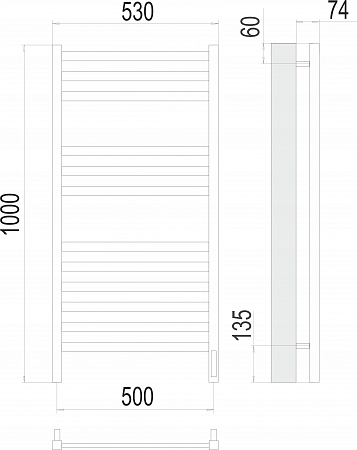 Енисей П12 500х1000  электро (sensor quick touch) Полотенцесушитель TERMINUS  Сыктывкар - фото 3