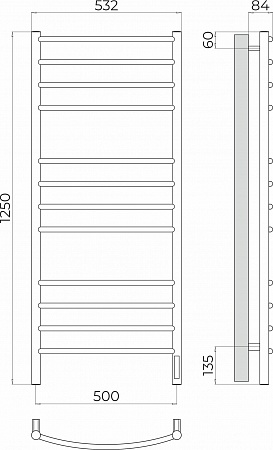 Классик П12 500х1250 Электро (quick touch) Полотенцесушитель TERMINUS Сыктывкар - фото 3