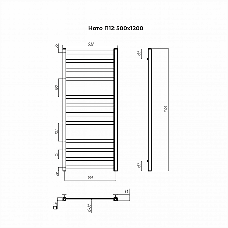 Ното П12 500х1200 Полотенцесушитель TERMINUS Сыктывкар - фото 3