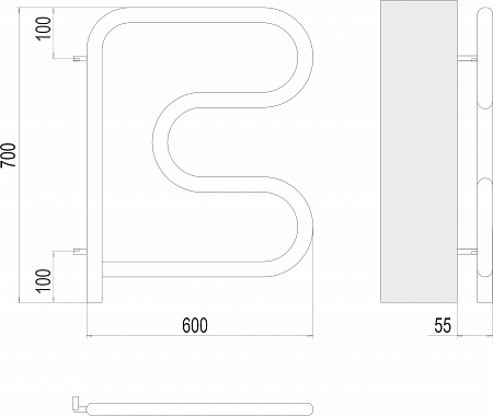 Электро 25 F-обр 600х600 поворотный Полотенцесушитель TERMINUS Сыктывкар - фото 3