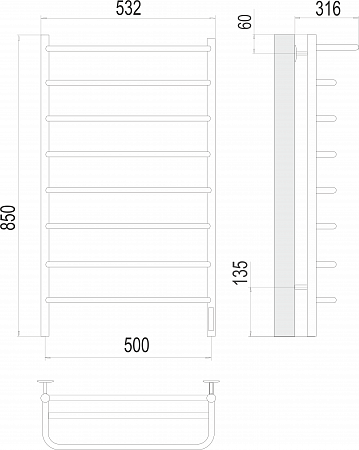 Полка П8 500х850 Электро (quick touch) Полотенцесушитель  TERMINUS Сыктывкар - фото 3