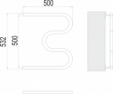 М-обр AISI 32х2 500х500 Полотенцесушитель  TERMINUS Сыктывкар - фото 3