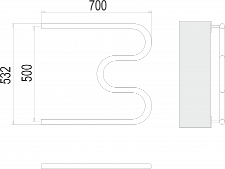 М-обр AISI 32х2 500х700 Полотенцесушитель  TERMINUS Сыктывкар - фото 3