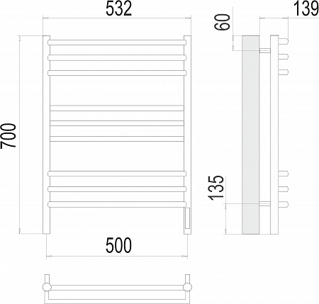 Прато П9 500х700 электро (sensor quick touch) Полотенцесушитель  TERMINUS Сыктывкар - фото 3