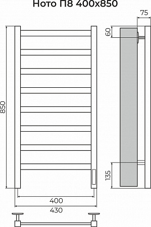 Ното П8 400х850 Электро (quick touch) Полотенцесушитель TERMINUS Сыктывкар - фото 3