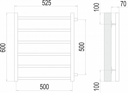 Вега П6 500х600 бп500 Полотенцесушитель  TERMINUS Сыктывкар - фото 3