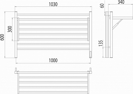 Горизонт П8 1000х600 электро КС ЧЕРНЫЙ МУАР (sensor quick touch) Полотенцесушитель TERMINUS Сыктывкар - фото 5